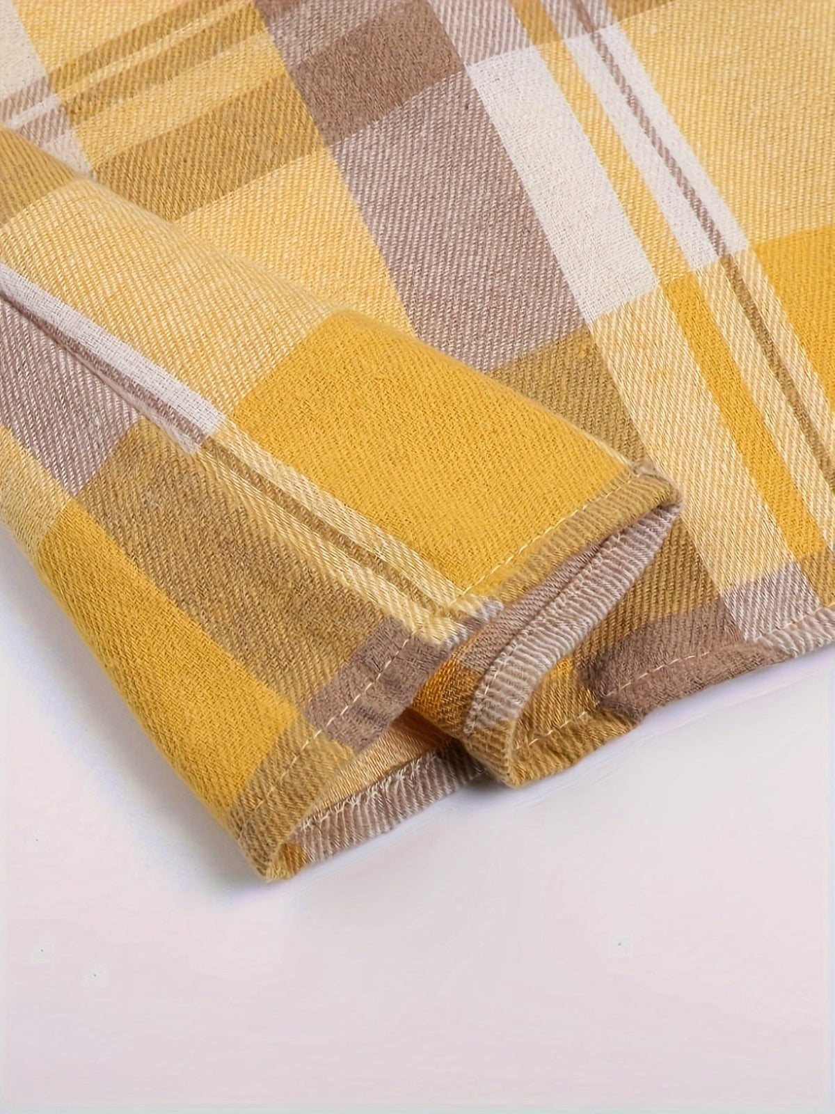 Nora Lightweight Plaid Shirt Jacket in Yellow, cuff detail