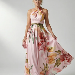 Pink Amiel | Light Floral Maxi Dress