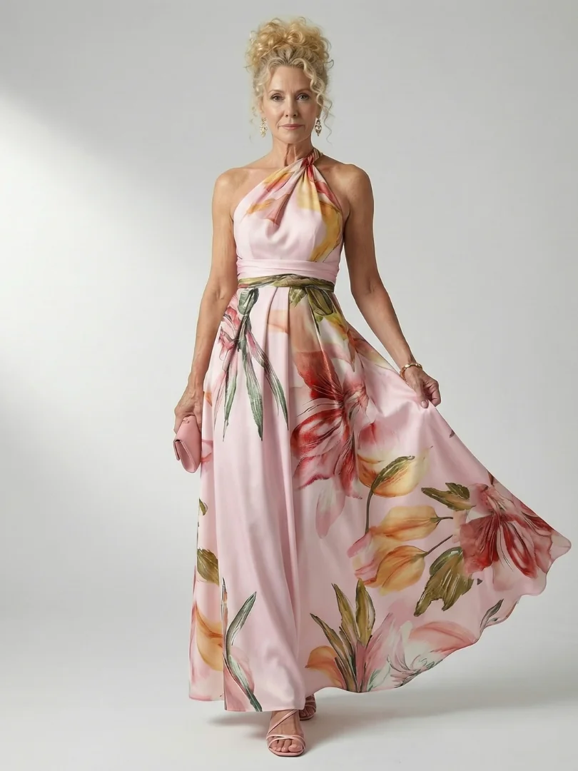 Pink Amiel | Light Floral Maxi Dress