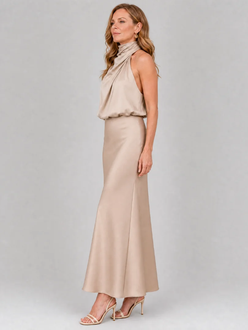 Nopal | Sleeveless Draped Neck Midi Dress - photo 6