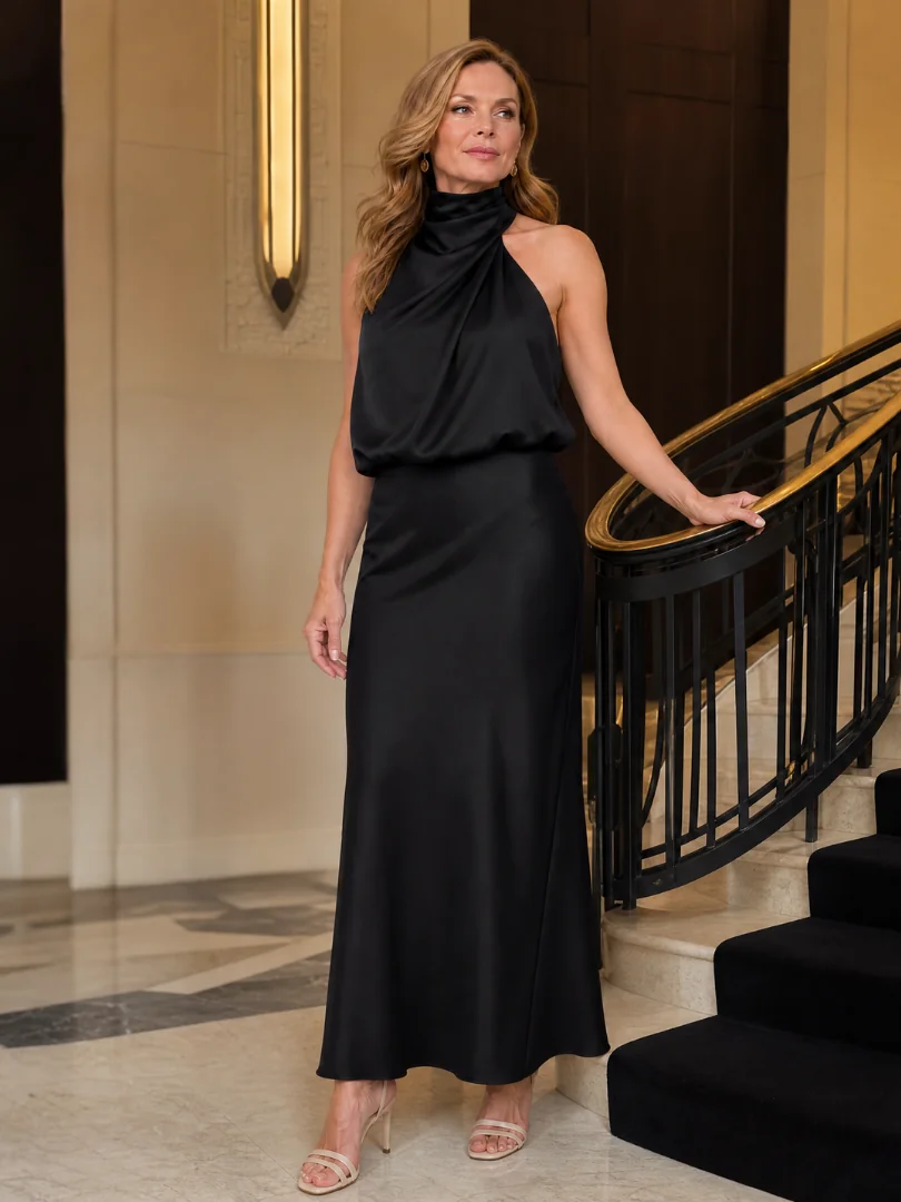 Nopal | Sleeveless Draped Neck Midi Dress - photo 9