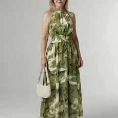 Green Sylin | Gathered Halter Midi Dress