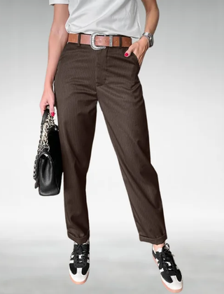 Brown Noele | Tailored High-Waist Pants for Women | Smart Casual