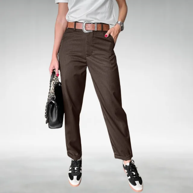 Brown Noele | Tailored High-Waist Pants for Women | Smart Casual