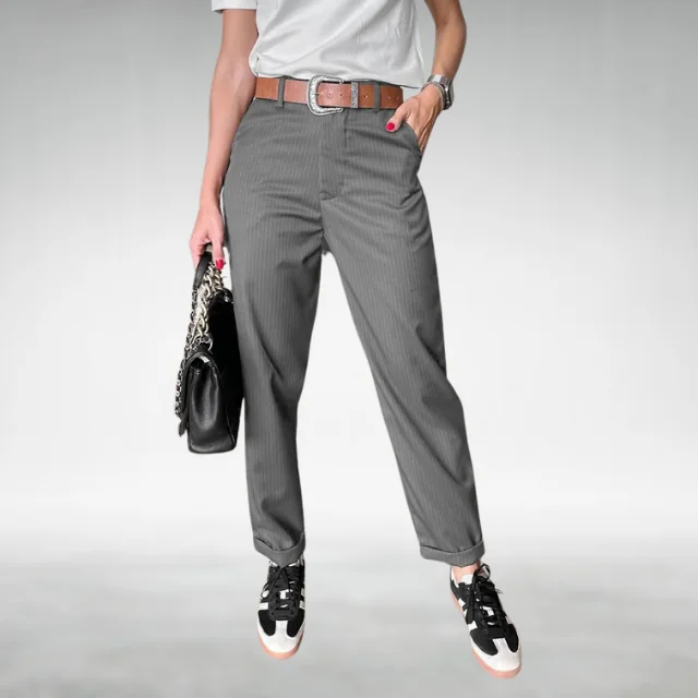 Gray Stella | Tailored High-Waist Trousers for Women | Smart Casual