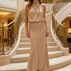 Nopal | Sleeveless Draped Neck Midi Dress - photo 10