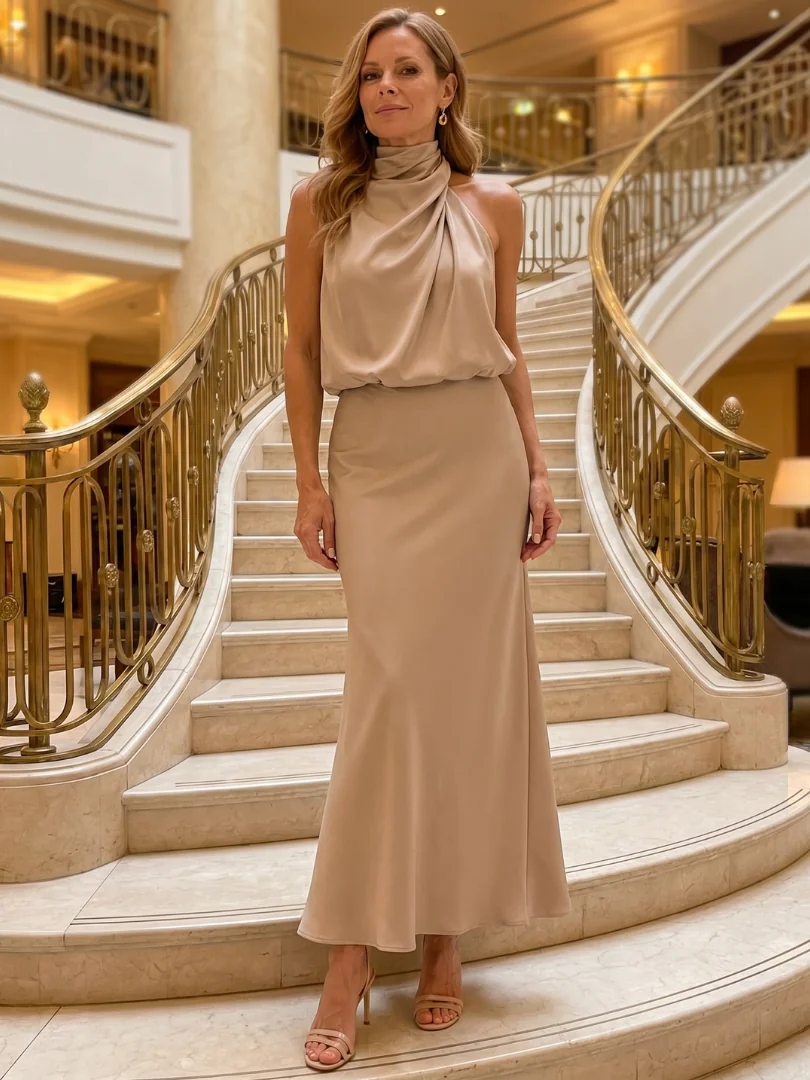 Nopal | Sleeveless Draped Neck Midi Dress - photo 10