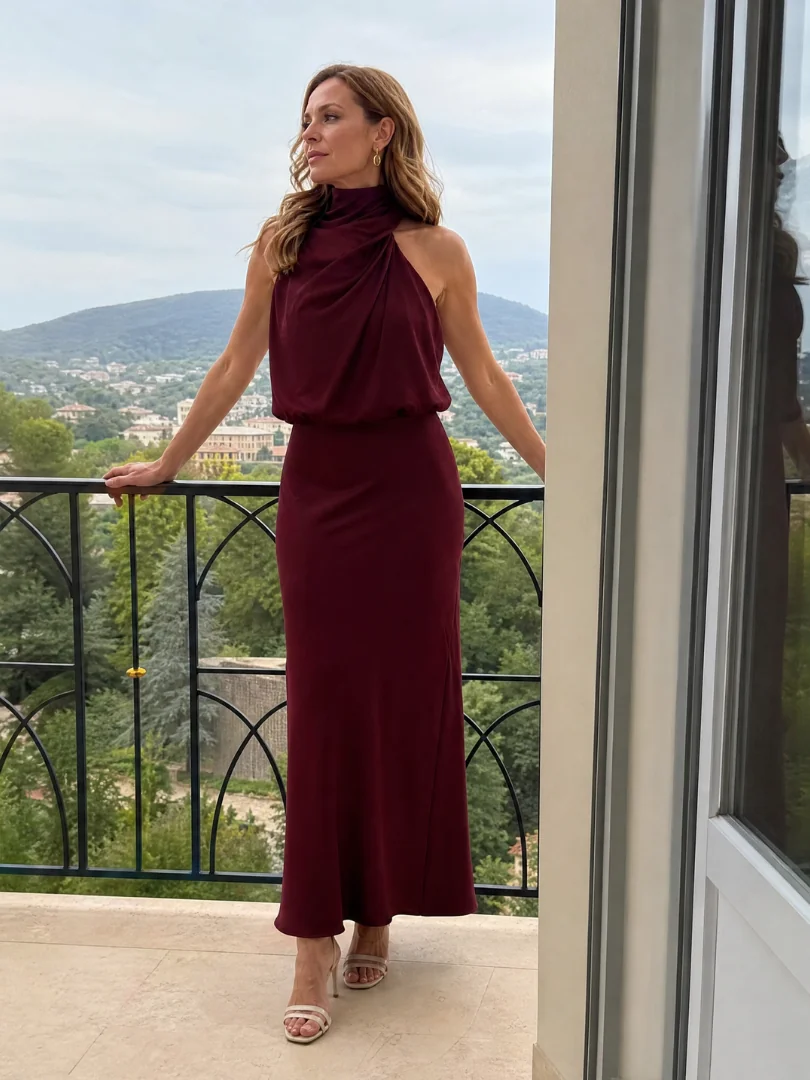 Nopal | Sleeveless Draped Neck Midi Dress - photo 7