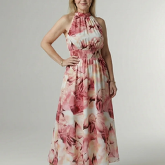 Pink Sylin | Gathered Halter Midi Dress
