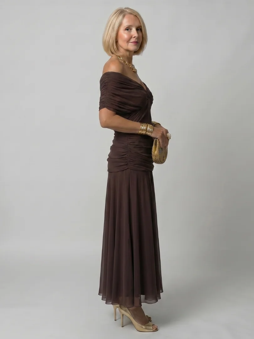Calen | Off Shoulder Flow Midi Dress - photo 8