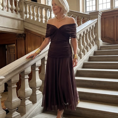 Calen | Off Shoulder Flow Midi Dress - photo 12
