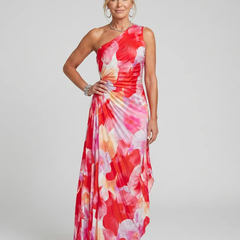 Taya™ One Shoulder Pleated Bodice Midi Dress - photo 1