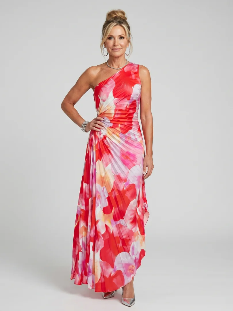 Taya™ One Shoulder Pleated Bodice Midi Dress - photo 1
