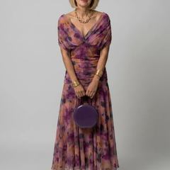 Purple Calen | Off Shoulder Flow Midi Dress