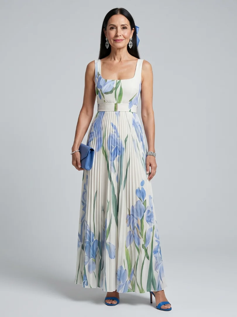 Ophelia™ Sleeveless Square Neck Floral Print Midi Dress - photo 1
