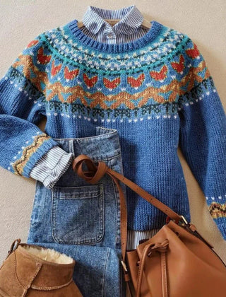 Blue Kaylee™ | Classic Vintage Knit Sweater