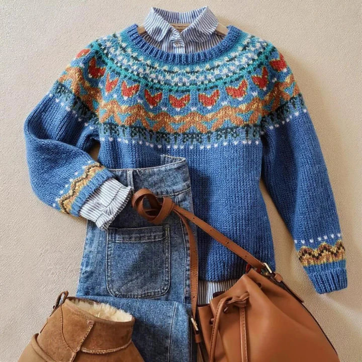 Blue Kaylee™ | Classic Vintage Knit Sweater