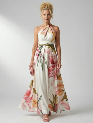 White Amiel | Light Floral Maxi Dress