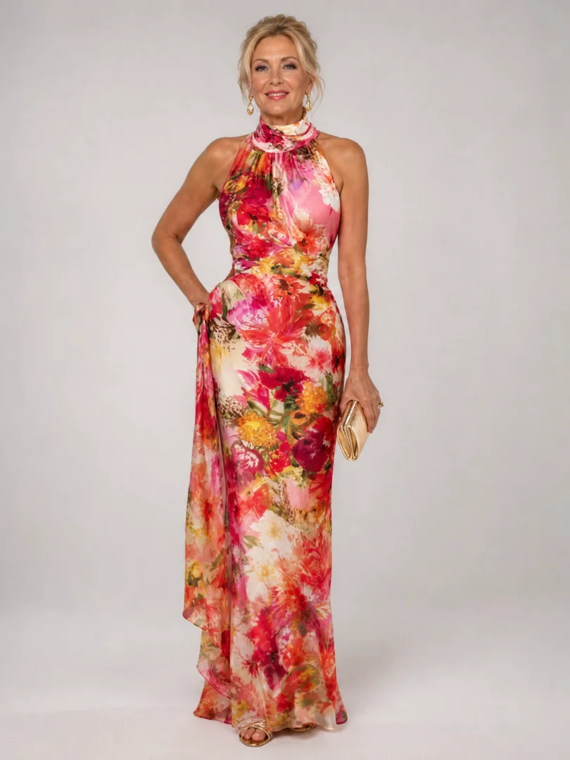 Elisabetta™ Halter Neck Floral Print Maxi Dress - photo 1