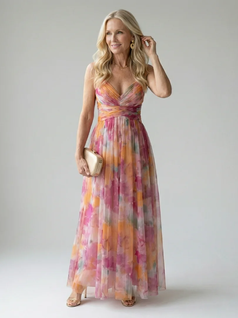 Multicolor Isel | Soft Wrap Maxi Dress