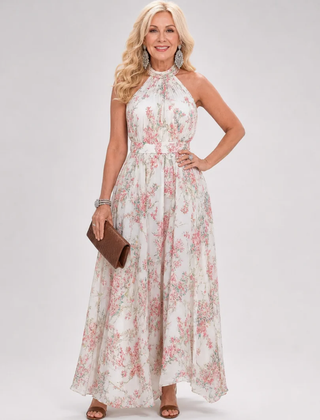 Floral Guinevere™ Floral Print Flowing Skirt Midi Dress