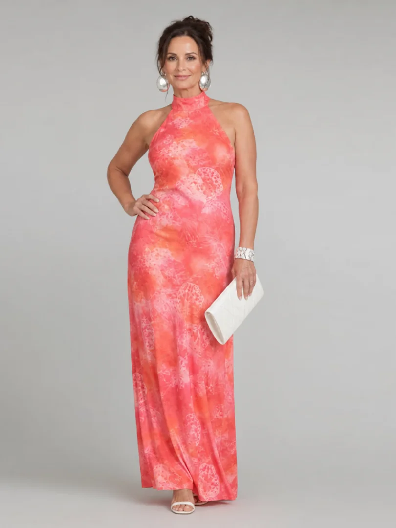 Coraline™ Halter Neck Printed Pattern Maxi Dress - photo 1