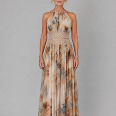 Elavenue™ Halter Neck Lace Waist Maxi Dress - photo 1