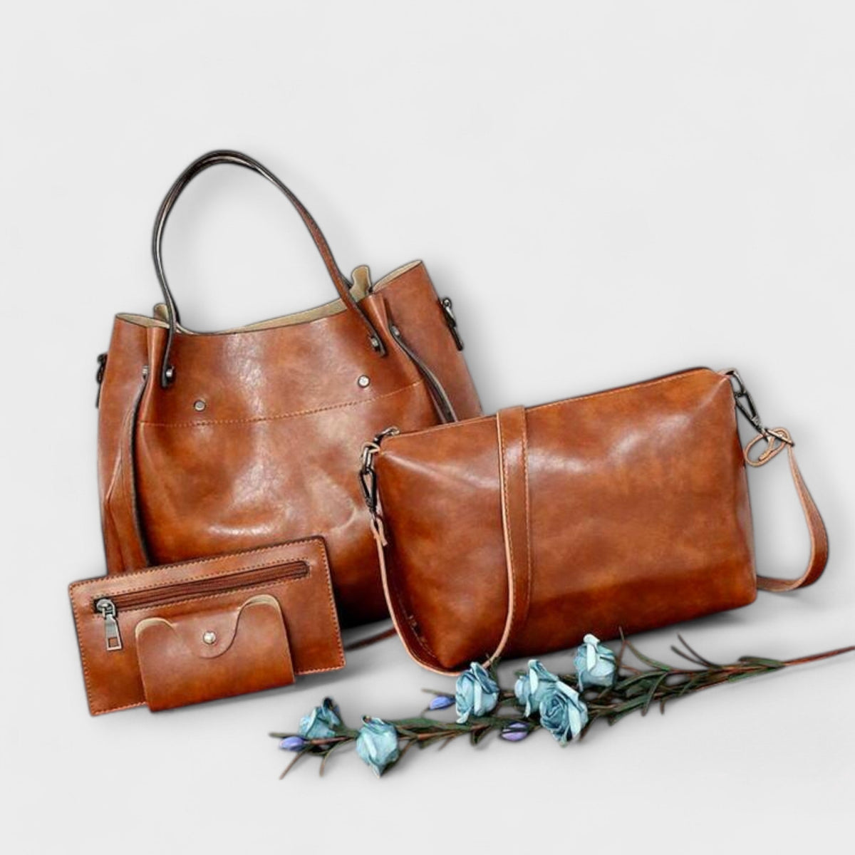 Brown Olivia - 4-Piece Vintage Bag Set