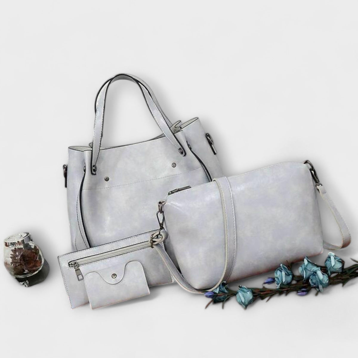 Gray Olivia - 4-Piece Vintage Bag Set