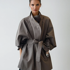 Women's Stand Collar Trench Coat - photo 1