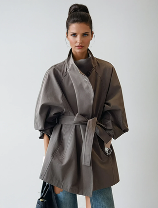 Women's Stand Collar Trench Coat - photo 1