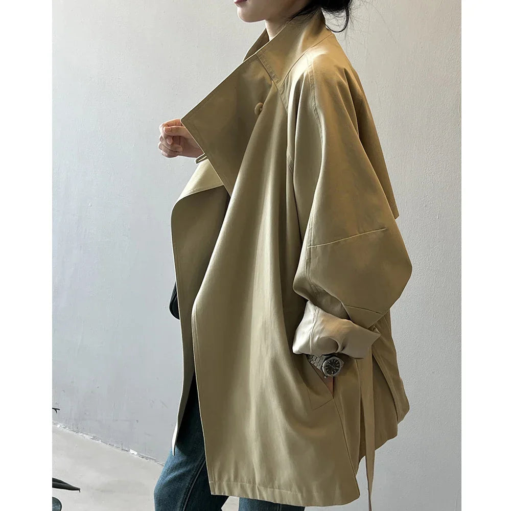 Women's Stand Collar Trench Coat - photo 6