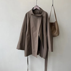 Women's Stand Collar Trench Coat - photo 7