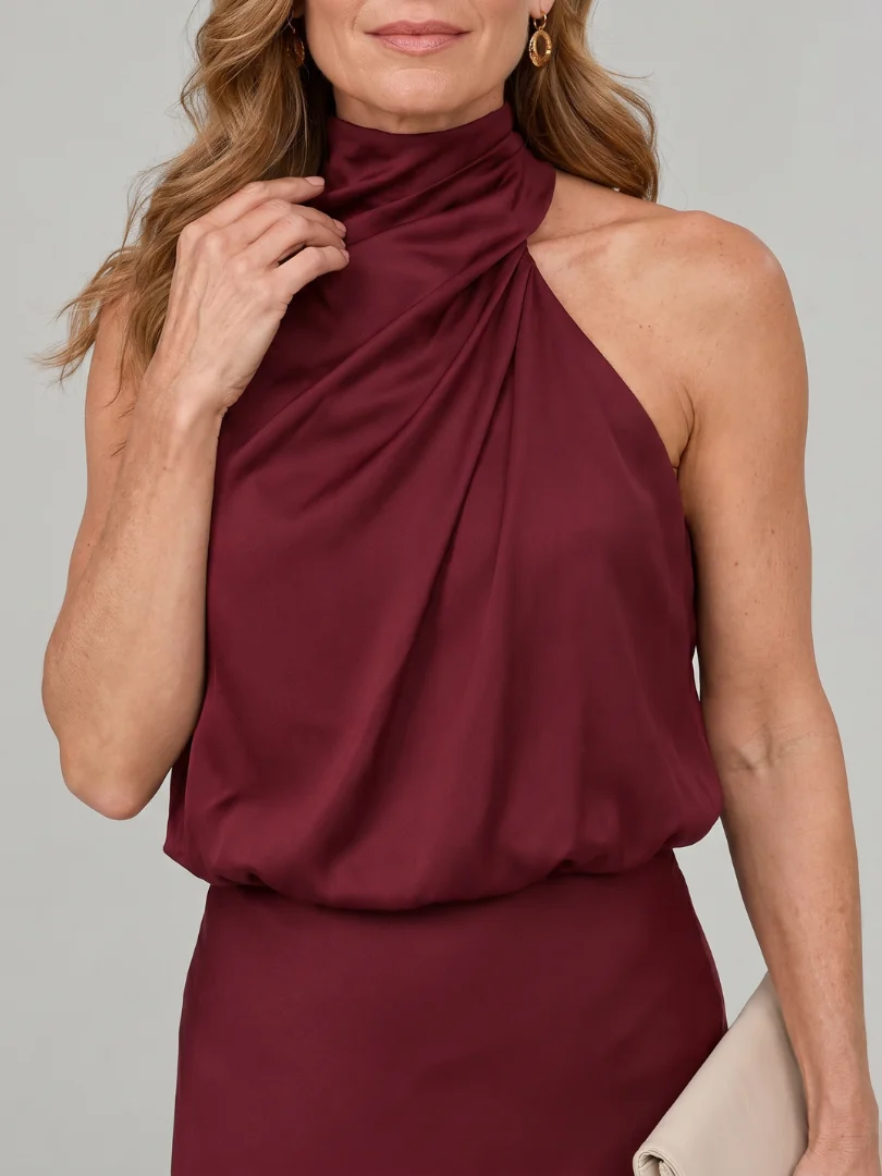 Nopal | Sleeveless Draped Neck Midi Dress - photo 2