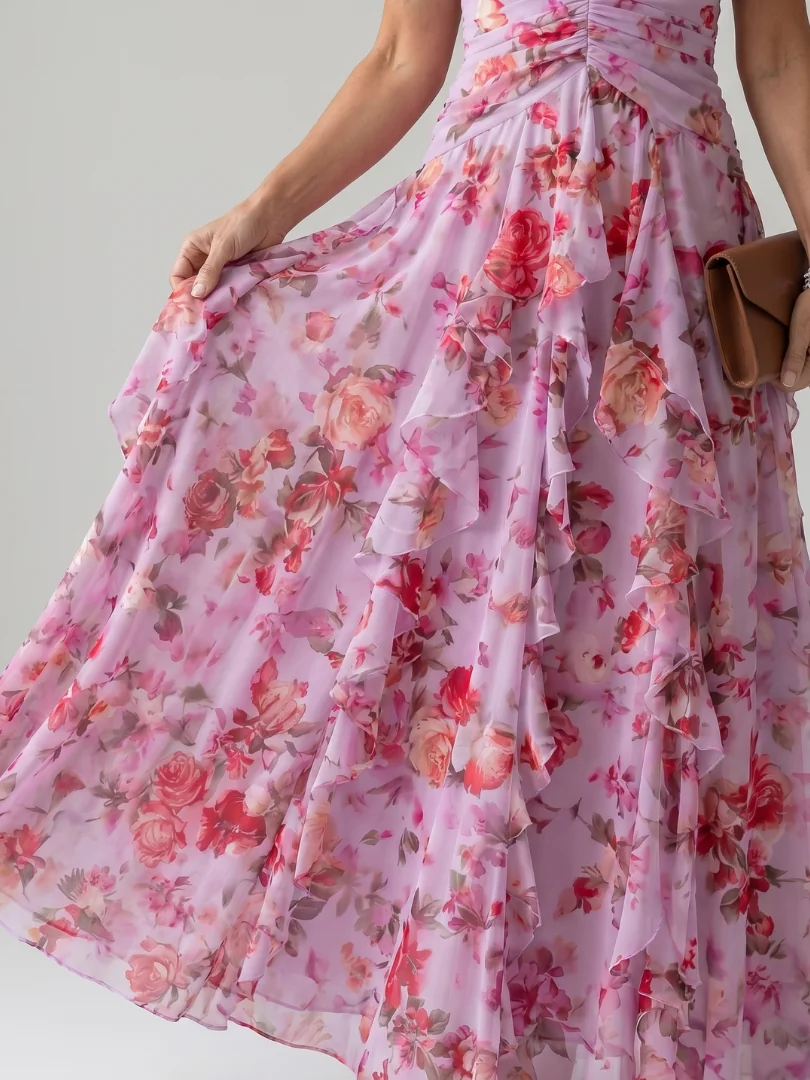 Nori | Halter Neck Ruched Bodice Floral Maxi Dress - photo 2