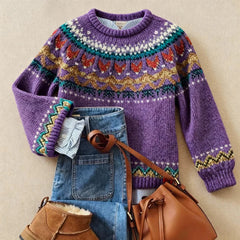 Purple Solva™ | Classic Vintage Knit Sweater