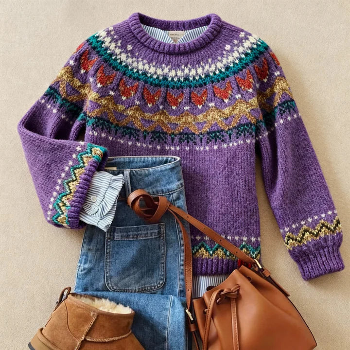 Purple Solva™ | Classic Vintage Knit Sweater