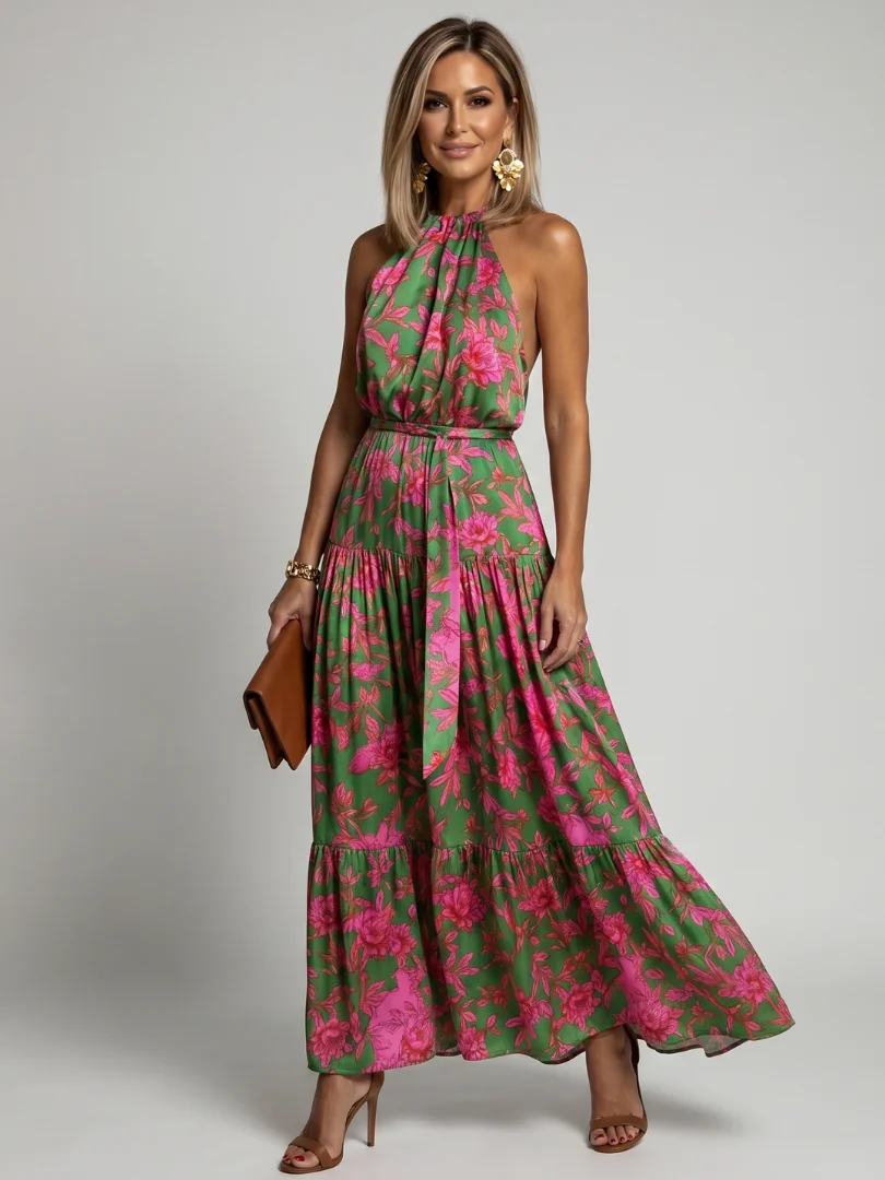 Rowen | Draped Halter Midi Dress - photo 1