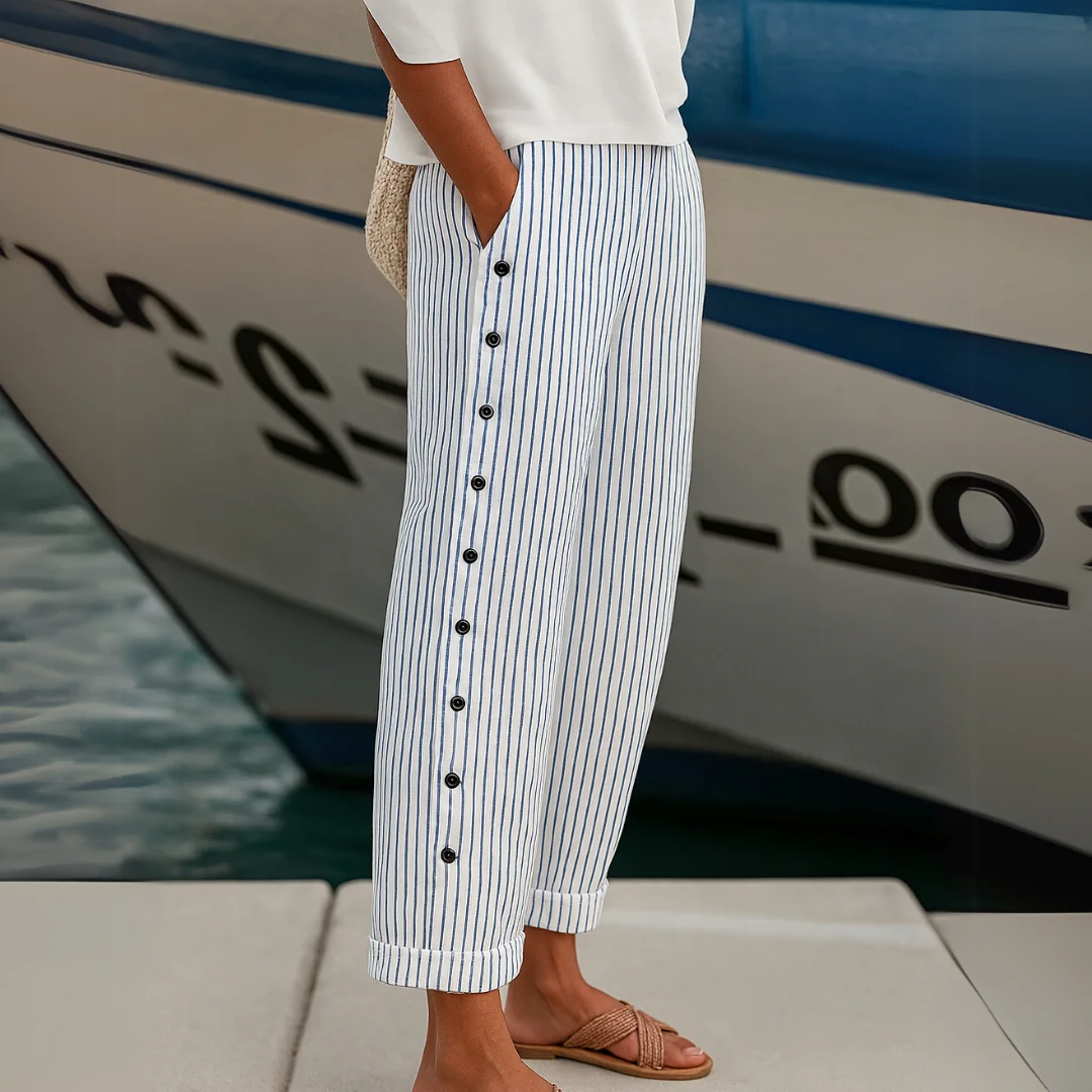 Sharon | Striped Loose Fit Wide-Leg Pants for Women | Summer - photo 1