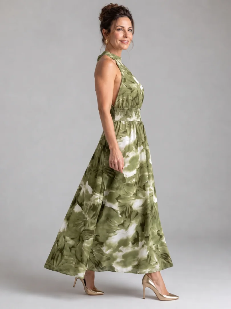 Olivia™ Gathered Waist Abstract Print Midi Dress - photo 1