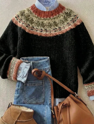Black Samantha™ | Chic Vintage Knit Sweater