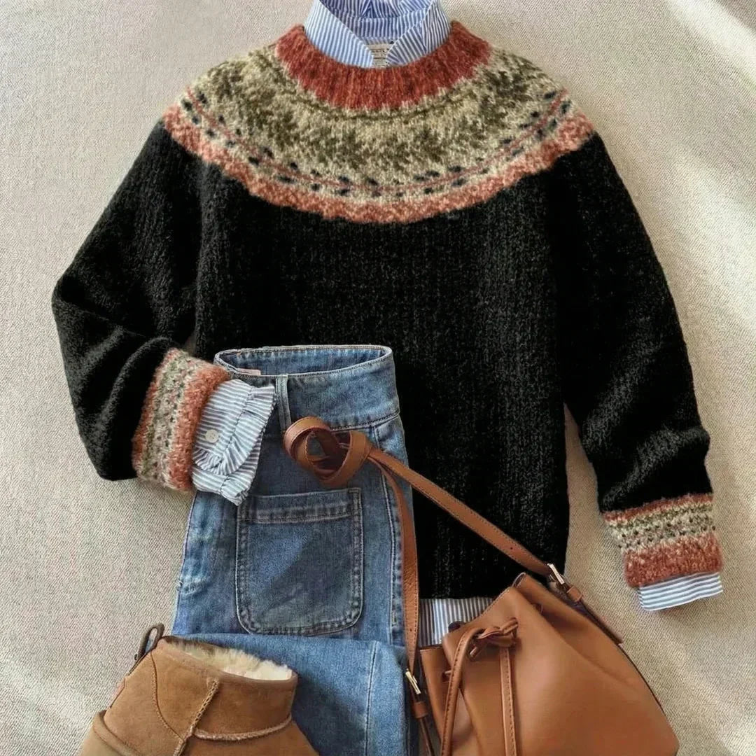 Black Samantha™ | Chic Vintage Knit Sweater