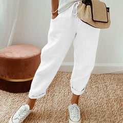 White Luna | Retro High-Waist Pants for Women | Casual & Smart
