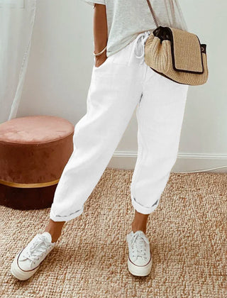 White Luna | Retro High-Waist Pants for Women | Casual & Smart