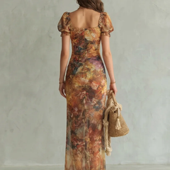 Ciel | Ruffled Sleeve Ruched Slit Midi Dress - photo 3