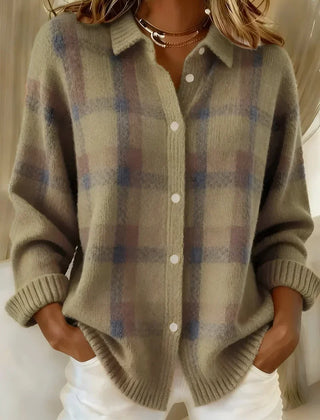 Brown Taylor™ | Cozy Checked Knit Cardigan