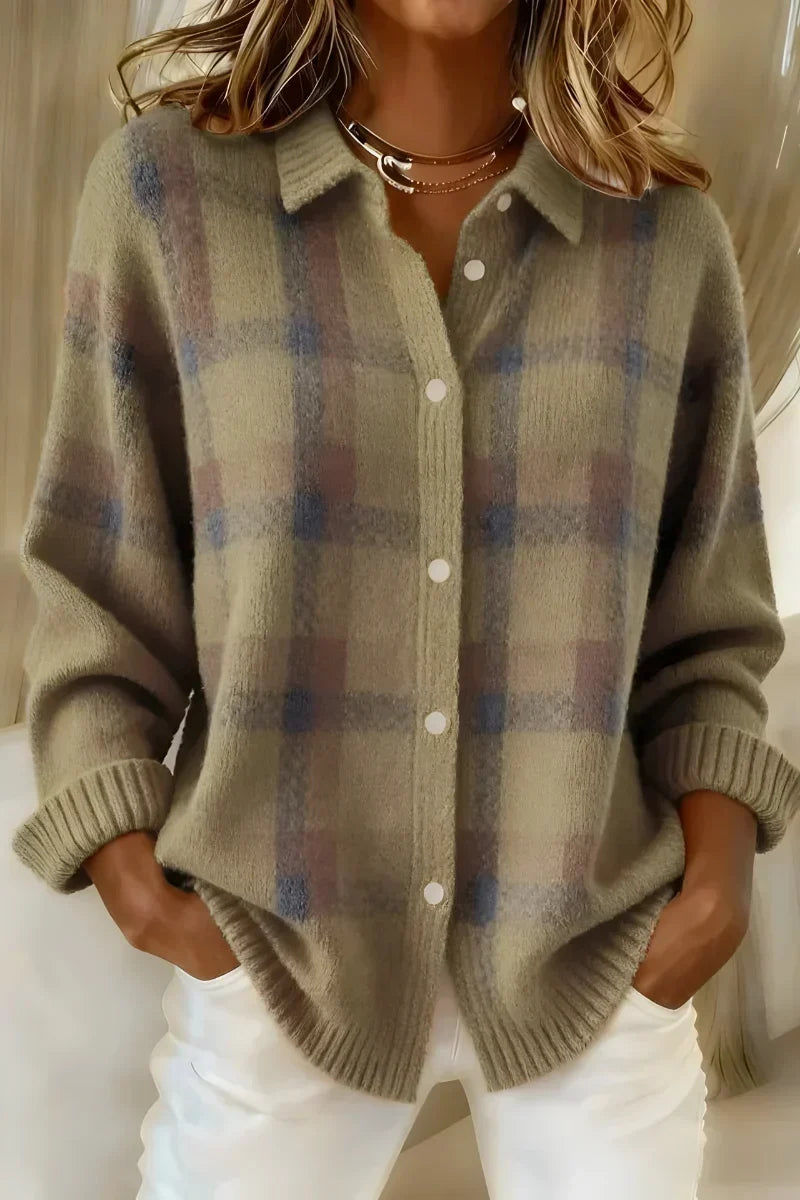 Brown Taylor™ | Cozy Checked Knit Cardigan