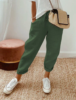 Green Luna | Retro High-Waist Pants for Women | Casual & Smart