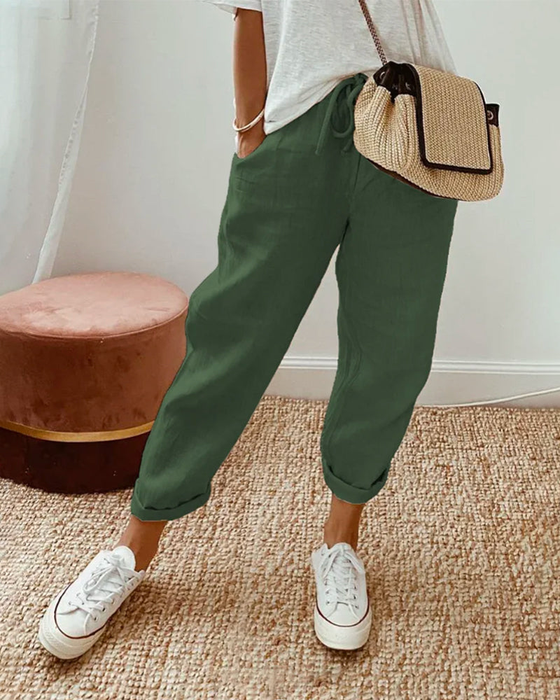 Green Luna | Retro High-Waist Pants for Women | Casual & Smart