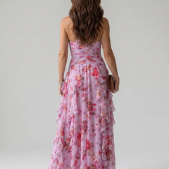 Nori | Halter Neck Ruched Bodice Floral Maxi Dress - photo 3